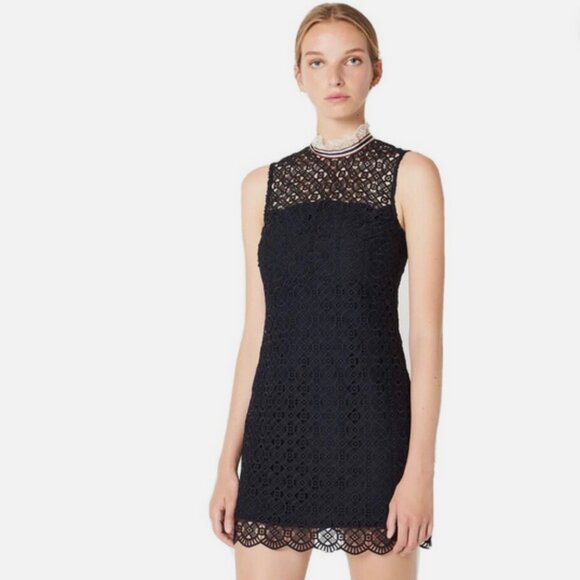 SANDRO Paris Dovera Sleeveless Lace Collar Cocktail Dress EU38 US6 - Picture 1 of 5